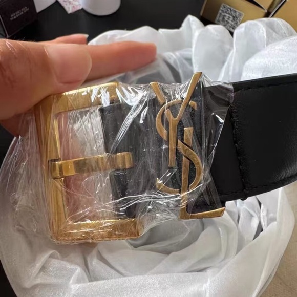 Yves Saint Laurent Black and Gold Belt - Picture 1 of 3